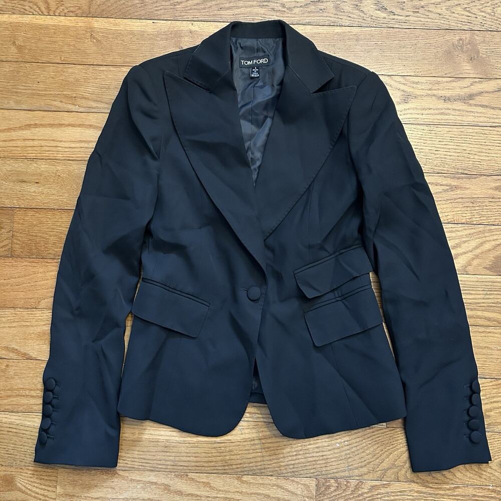 Tom Ford Black Women’s Blazer Single Button Suit Jacket Preppy Event Size 8